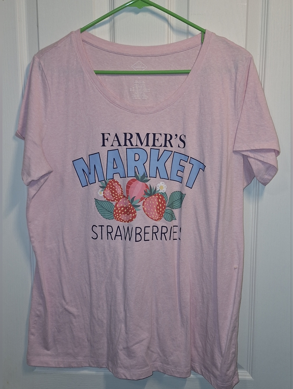 St. John's Bay Light Pink Graphic Tee Strawberry Farmers Market